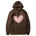 thumbnail image 5 of Penkiiy Mode Décontractée pour Femmes Saint-Valentin Imprimé Manches Longues Hauts Chandails en Molleton L Café, 5 of 5
