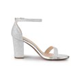 thumbnail image 3 of BLISSFUL STEP Women's Solid Color Glitter Ankle Strap Chunky Heels Sandals, 3 of 8