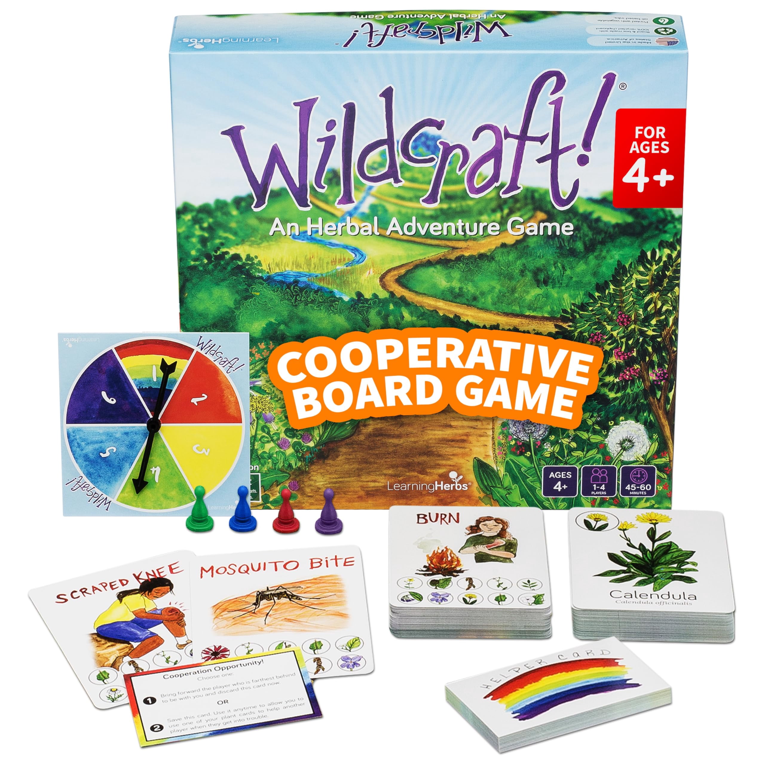 Wildcraft! an Herbal Adventure Cooperative Board Game - Learn 25 Herbs with No Reading Required - Educational Game for Kids 4+ & Families - Includes 3 Printable PDFs,