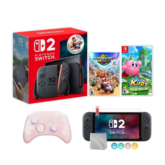 Nintendo Switch 2 Mario Kart World Bundle 256GB 7.9-Inch 1080P Screen, Joy-Con 2 with Mouse Sensor, Dock, with Kirby and the Forgotten Land And Mytrix Wireless Switch Pro Controller & Accessories