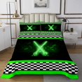thumbnail image 1 of Erosebridal Teens Sports Bedspread Sets Queen Size, Lightsaber Bed Quilt, Racing Checkered Decor 3pcs, 1 of 5