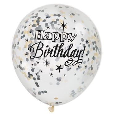Ballons d'anniversaire scintillants en latex transparent avec confettis 12"