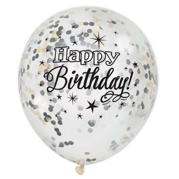 Glittering Birthday Clear Latex Balloons with Confetti 12"