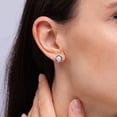 thumbnail image 3 of Angara Natural Opal Earrings - Bezel-Set Round Cabochon 2.3 ct Opal Stud Earrings in Platinum for Women, 3 of 10