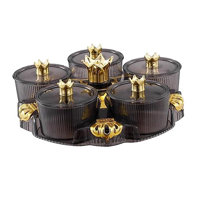 Serving Tray Easy to Carrying 5 Compartment for Sweets Dessert Indoor Outdoor dark gray