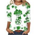 thumbnail image 1 of Besolor Hauts pour Femmes de la Saint-Patrick Tendance Manches 3/4 T-Shirts Imprimés Shamrock Col Rond Mignon Tunique de la Saint-Patrick T-Shirt Hauts, 1 of 3
