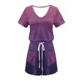 thumbnail image 4 of Birdeem Robes pour Femmes Mode Féminine Couleur Unie Manches Courtes Col en V Mi-Mollet Robe, 4 of 12
