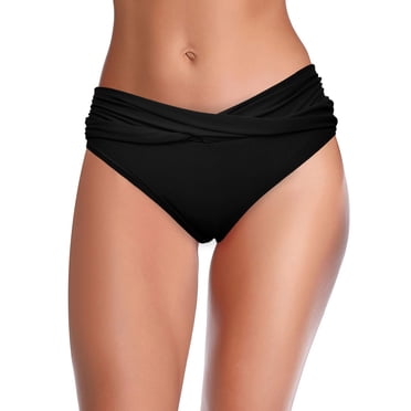 EGNMCR Swim Shorts Women Women's Cheeky Solid Swimsuit Front Bikini Bottoms Ruched Swim Bottoms Bathing