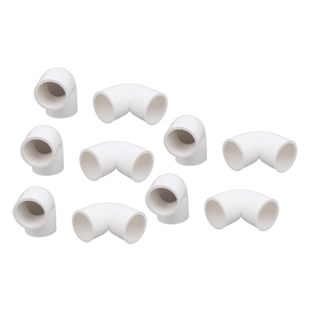 Unique Bargains 10 Pcs Adaptateur de Raccord de Tuyau PVC-U de Type Coude à 90 Degrés de 25 mm de Diamètre Blanc