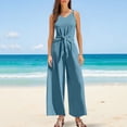 thumbnail image 3 of Jumpsuit for Women, Solid-Color V-Neck Sleeveless Wide-Leg Twisted Design, Black, Regular Length, Hand Wash Only, 3 of 9