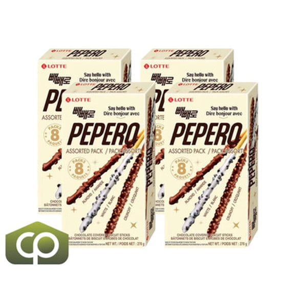 Lotte Pepero Chocolate Covered Biscuit Sticks 270 g, Assorted Pack (4/Case)