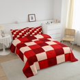 thumbnail image 3 of Erosebridal Check Plaid Bedding Full Comforter Set, Red Geometric Comforter Sets Full Size, Farmhouse Gingham Reversible Down Comforter, Breathable Room Decorative, 3pcs, 3 of 8