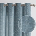 thumbnail image 1 of Curtainking Rideaux en Lin à Oeillets pour Salon Rideaux de Fenêtre 52x63 Pouces Rideaux à Rayures Géométriques 2 Panneaux Beige sur Bleu, 1 of 6