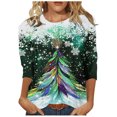thumbnail image 1 of IROINID Chemises de Noël en Solde pour Femmes Blouse à Manches Longues Col Rond Imprimé, Blanc, 1 of 6