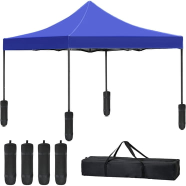 FDW 10x10 Pop Up Canopy Tent, Backpack – Portable Outdoor Folding Gazebo, Easy Setup Sun Shade Tent for Camping, Party, Beach, Blue