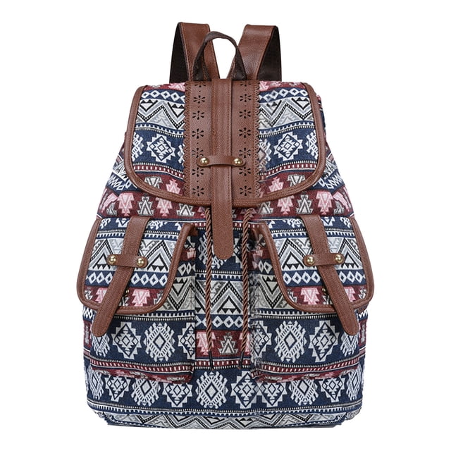 Backpack for Travel Ethnic Style Patterned Backpack Canvas Bag, Fashionable and Personalized Travel Strap Backpack Bag for Travel