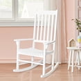 thumbnail image 2 of Giantex Wooden Rocking Chair, Slatted High Back Wood Rocker, White, 2 of 10