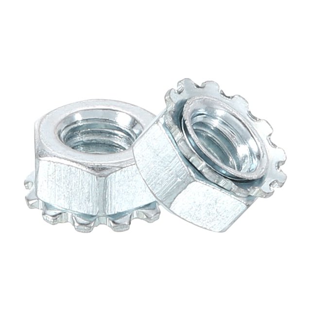 Uxcell 50Pack 1/4"-20 K-Lock Nut with External Tooth Washer, Zinc Plated Steel Silver