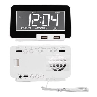 Réveil numérique, horloge d'affichage LED avec haut-parleur BT, 2Minuteries, luminosité sans étape, température, ordinateur de bureau numérique Réveil pour la table de