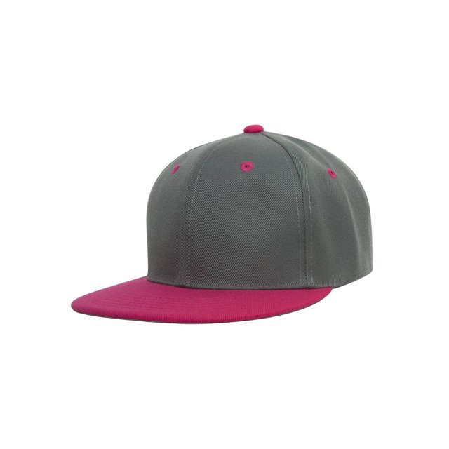 Top Headwear Flat Bill Adjustable Snapback Cap - Grey/Pink