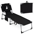 thumbnail image 1 of Costway Chaise Longue de Plage Extérieure Pliante avec Oreiller Noir, 1 of 9