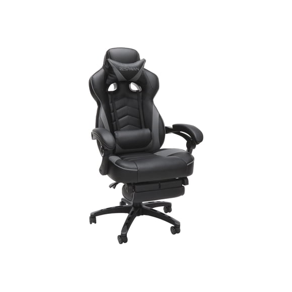 RESPAWN 110 Ergonomic Gaming Chair with Footrest Recliner - Racing Style High Back PC Computer Desk Office Chair - 360 Swivel, Adjustable Lumbar Support, Headrest Pillow, Padded Armrests - 2019 Grey