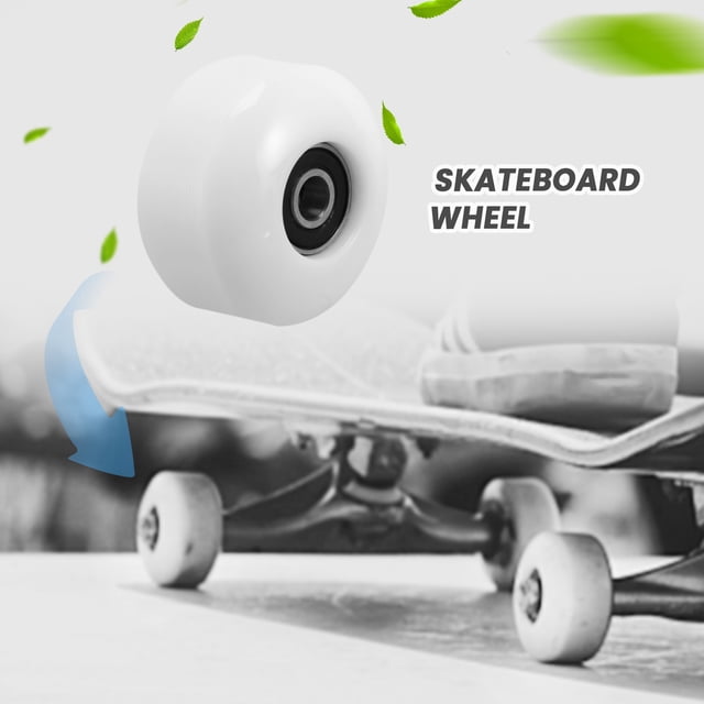 Roues de Planche à Roulettes avec Roulements 52x30 mm Roues en PU de Rue Pièces de Planche à Roulettes Roues de Longboard Cruiser (Ensemble de 4) en Blanc, en Matériau Polyuréthane durable de Dureté 98A avec Roulements Préinstallés. Idéal pour le Patinage de Rue, le Patinage freestyle et les Croisières sur Béton Lisse Ou Asphalte. la Vue Gros Plan Met en Valeur la Conception Compacte et la surface Lisse. Convient aux Planches à Roulettes, longboards et cruisers, et Est Souvent Utilisé pour des Installations