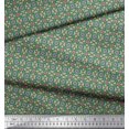 thumbnail image 3 of Soimoi Green Silk Fabric Filigree Damask Printed Fabric 1 Yard 42 Inch Wide, 3 of 3
