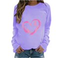 thumbnail image 1 of Rbaofujie Chandails à Capuchon Mignons Femmes Mode Décontractée Imprimé Col Rond Ample Manches Longues T-shirt Hauts Blouse Violet Chandail pour Femmes, 1 of 4