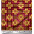 thumbnail image 1 of Soimoi Rayon Fabric Check & Mandala Decorative Print Fabric by the Yard 42 Inch Wide, 1 of 3