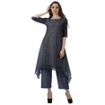 thumbnail image 2 of Moomaya Ensemble Kurti Kurta Pantalon pour Femmes Col Bateau Imprimé Robe 2 Pcs Tenue Ethnique, 2 of 6
