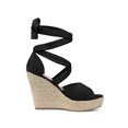 thumbnail image 3 of BLISSFUL STEP Sandales Compensées Espadrilles à Lacets pour Femmes Noir 10, 3 of 7