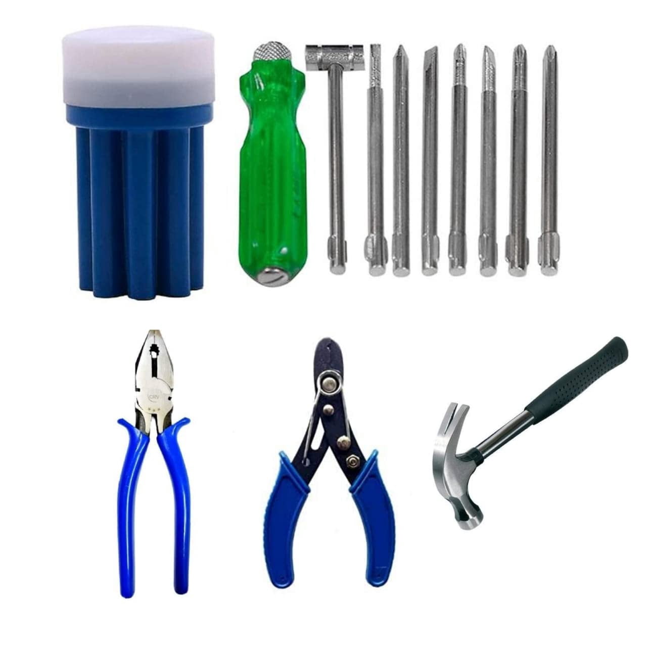 Heavy Duty Hand Tool Kit | Claw Hammer Plier, Wire Cutter & 9pc Set | Screwdriver - Pack Of 4 Tools, Hand Tool Kit - 12 Tools | Electrical - Light-Weight, Compact & Ergonomic Tool