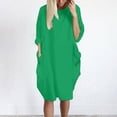 thumbnail image 2 of CEHVOM Robe Ample pour Femmes avec Poches, Col pour Dames, Hauts Longs Décontractés, Robe, Grande Taille, Solde, 2 of 4