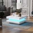 thumbnail image 4 of Table basse carrée Noble House, finition brillante, plateau pivotant à 360° et éclairage DEL, blanche, 4 of 7