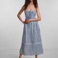 thumbnail image 2 of XDZJLR Robes pour Femmes Col en V Rayé à Bretelles Mode Détente Robe Sans Manches, 2 of 5