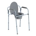 thumbnail image 2 of Drive Medical Commode Pliante à Cadre en Acier Réglable avec Accoudoirs et Couvercle, Gris, 2 of 2