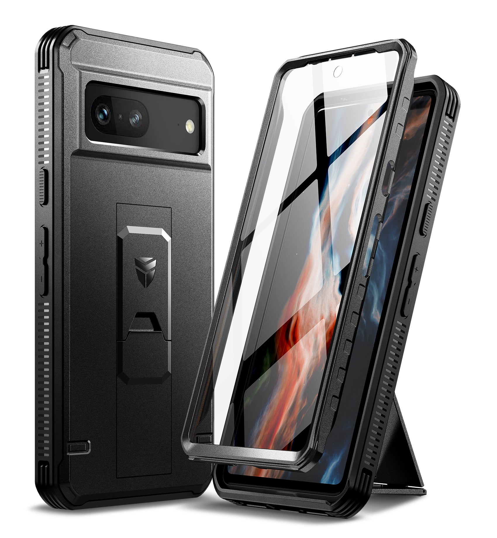 Dexnor Full Body Case for Google Pixel 7, [Built in Screen Protector and Kickstand] Heavy Duty Military Grade Protection Shockproof Protective Cover for Google Pixel 7 (Black)