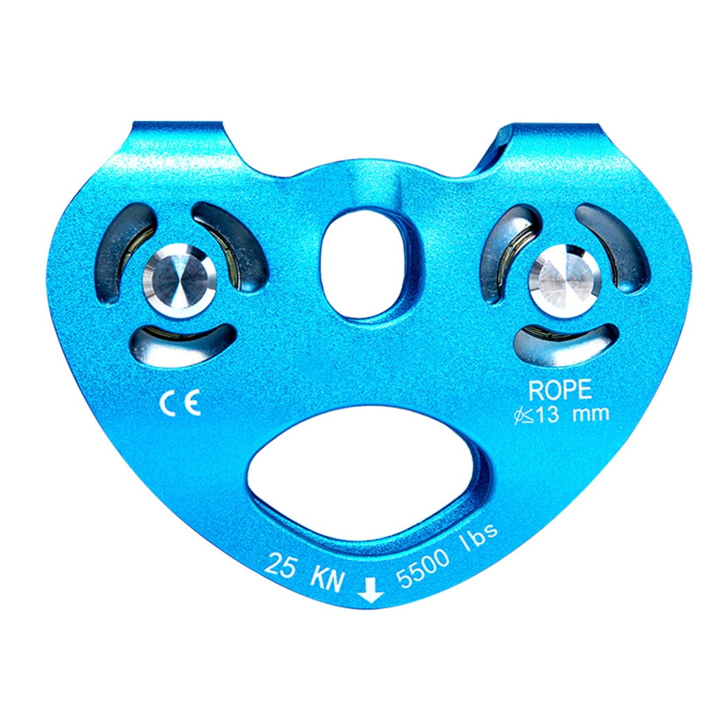 Xingzhi Zip Line Trolley Double Pulleys Hanging Device Caving Tool Rope Fixator 25KN Tandem Wheels Climbing Pulley for Outdoor Use Blue