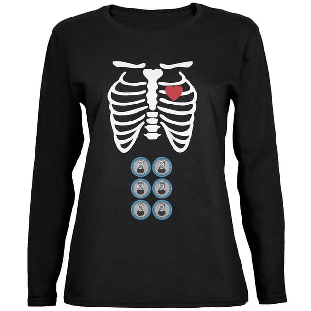 Lot de 6 T-Shirts à Manches Longues Noirs pour Femmes Halloween Squelette Bébé