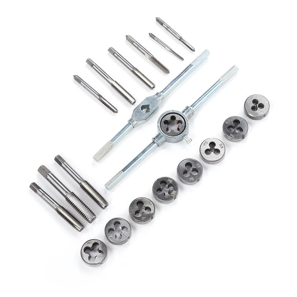 Portable 20-Piece Metric Tap and Die Set - Alloy Steel Manual Threading Tools with CNC-Machined 60 HRC Hardness Cutting Teeth, Including M3-M12 Taps, Dies, Tap Wrench (M3-M12) & Die Wrench Rack (M25)