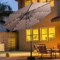 thumbnail image 1 of Costway Parasol Solaire de Patio 10 Pi, Parasol de Marché à DEL, Acier Inclinable avec Manivelle, Extérieur, Beige, 1 of 8