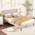 thumbnail image 1 of Gymax Queen Size Bed Frame Dutch Velvet Upholstered Platform Bed w/Wingback Headboard Beige, 1 of 10