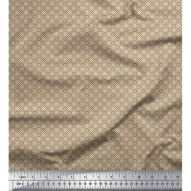 Soimoi Brown polyester Crepe Fabric Artistic Geometric Print Sewing Fabric Yard 52 Inch Wide