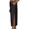 thumbnail image 3 of UANWENN Linen Flared Maxi Skirt with Back Slit Elastic Waist Drawstring Long Flowy Ankle Length Skirt Womens Jean Skirt Toddler Skirt Pleated Denim Skirt Chiffon Skirt Pleated Tennis Skirt Hoop Skirt, 3 of 8