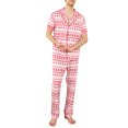 thumbnail image 2 of Matching Family Christmas Pajamas Set Deer Snowflake Print Lapel Neck Button-Front Pajamas Matching Couples,Kids,Adults, 2 of 5