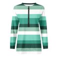 thumbnail image 4 of 2023 Chandail de Mode pour Femmes Rabais de 50 % Liquidation Hauts pour Femmes Automne Manches Longues Chandail Ample Chemise Chic Décontractée Chandails à Rayures à Col Rond pour Dames, 4 of 5