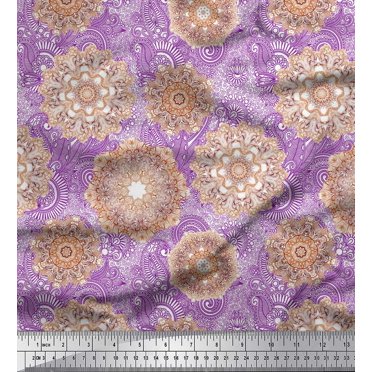 Soimoi Rayon Fabric Floral Mandala Artistic Print Fabric by Yard 42 Inch Wide