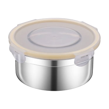 yulier Boîte à Lunch Bento en Acier Inoxydable, Contenant à Collation avec Couvercle à Pression, Contenants Ronds pour Aliments, Contenants pour Préparation de Repas, Boîte de Conservation des Aliments pour Réfrigérateur et Congélateur
