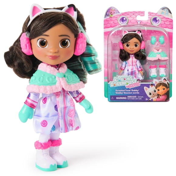Gabby's Dollhouse: The Movie, Gabby Douceur sucrée, poupée de 15,2 cm avec tenue hivernale et accessoires sur le thème des confiseries, jouets pour garçons et filles à partir de 3 ans